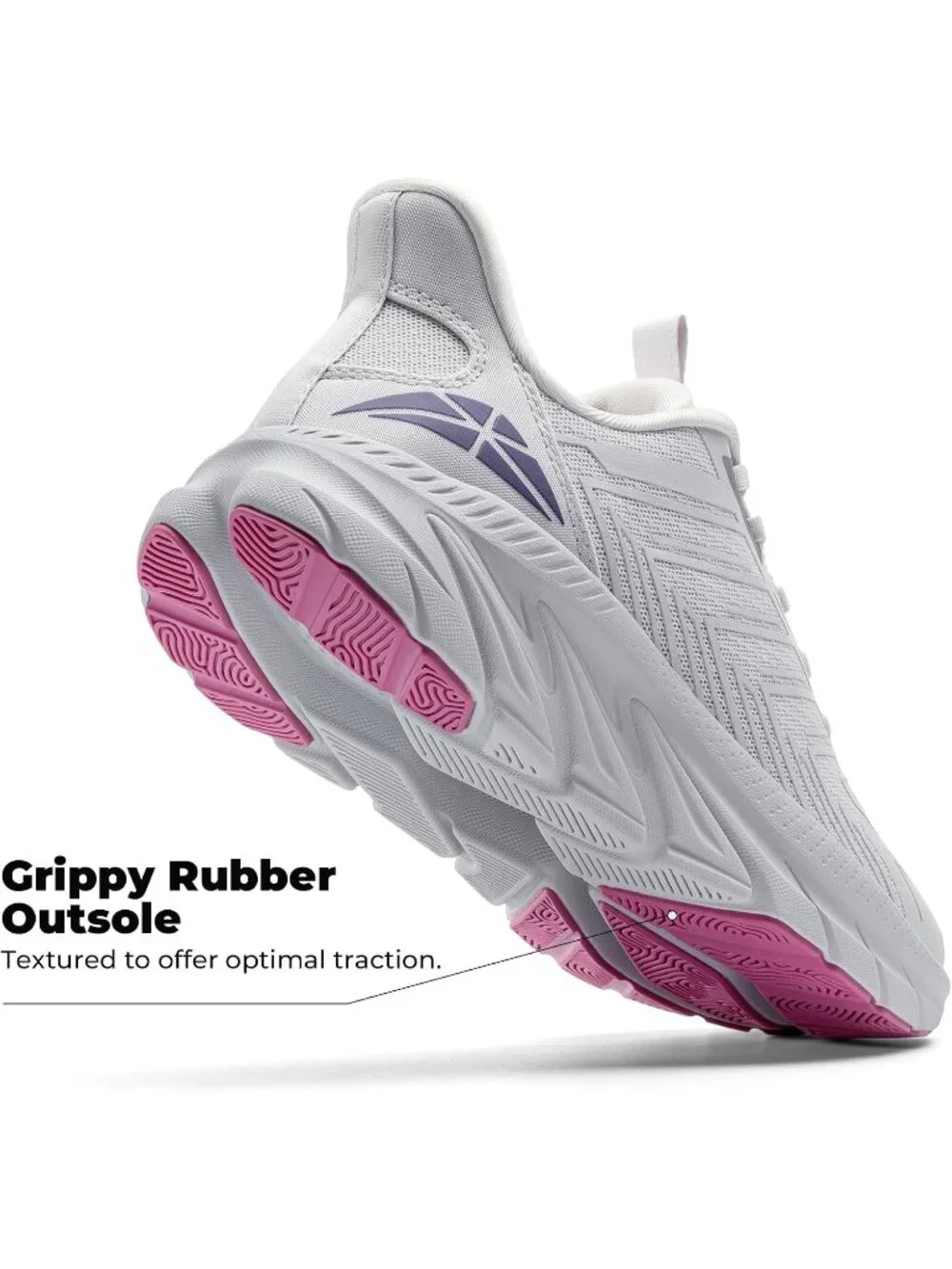 Women's Light Grey Shoes Non Slip Pull On Round Toe Athletic Tennis Sneakers